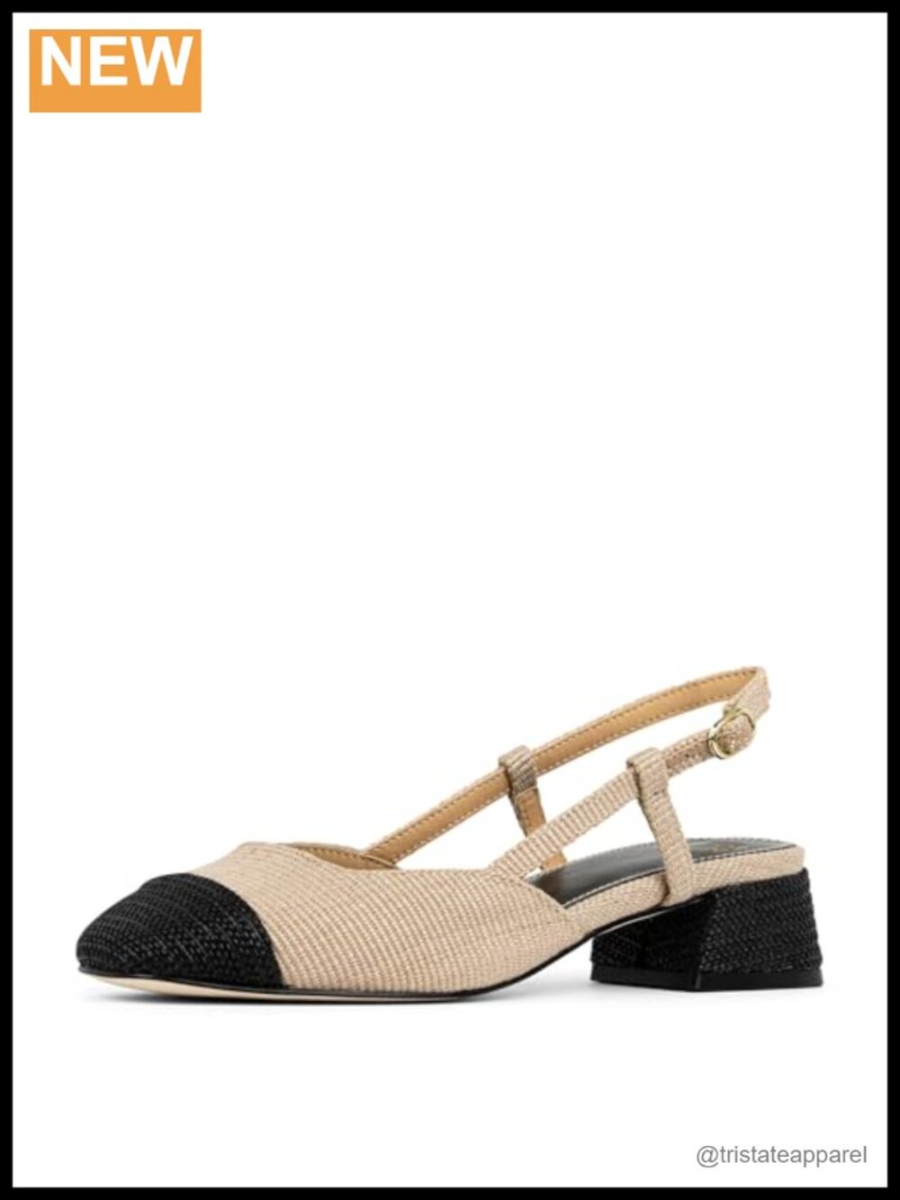 Raffia Slingback Peep Toe Block Heel Pumps